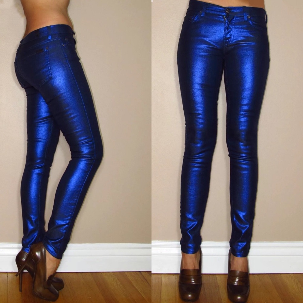 🆕 7 For All Mankind Liquid Metal Coated Jeans XXS
